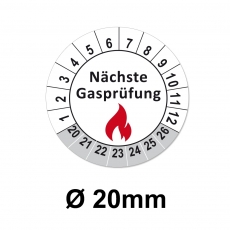 Plaketten nächste Gasprüfung- 20mm weiss-grau