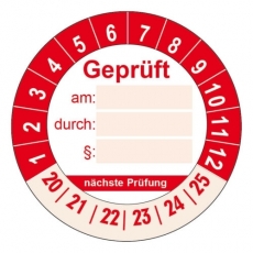 Plaketten Geprüft - 30 mm Rot