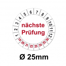 Plaketten nächste Prüfung - weiss 25mm