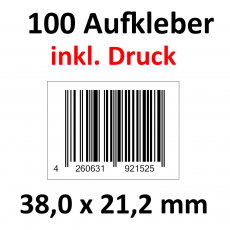 100 Barcode-Aufkleber 38 x 21,2 mm mit Druck