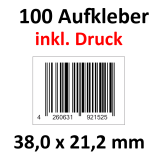 100 Barcode-Aufkleber 38 x 21,2 mm mit Druck