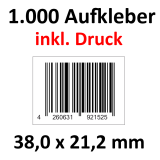 1.000 Barcode-Aufkleber 38 x 21,2 mm mit Druck
